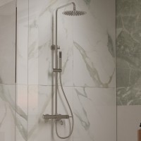 Душевая стойка Villa VSFS-1VL1BN с изливом, 25см верх. душ из нерж. стали, брашированный никель