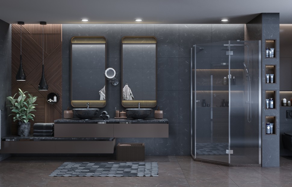 Душевое ограждение Ambassador Diamond 12011111R (900х900х200) трапеция,хром,стекло прозрачное,распашная,1 место