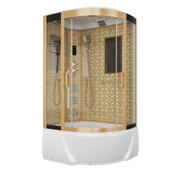 Душевая кабина Niagara Luxe NG-7712GL (80x120х215) высокий поддон(38см),дверь раздвижная,стенки золото,4 места