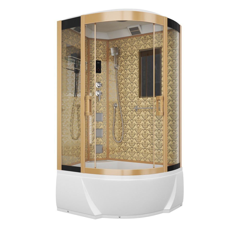 Душевая кабина Niagara Luxe NG-7712GL (80x120х215) высокий поддон(38см),дверь раздвижная,стенки золото,4 места