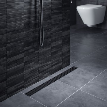 Душевой лоток TIMO Drain System 900 с вставкой "lines", Чёрный
