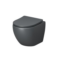 Унитаз подвесной Grossman Color GR-4455GMS (495х365х375) безободковый,серый матовый с тонкой крышкой,микролифт,1 место