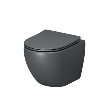 Унитаз подвесной Grossman Color GR-4455GMS (495х365х375) безободковый,серый матовый с тонкой крышкой,микролифт,1 место