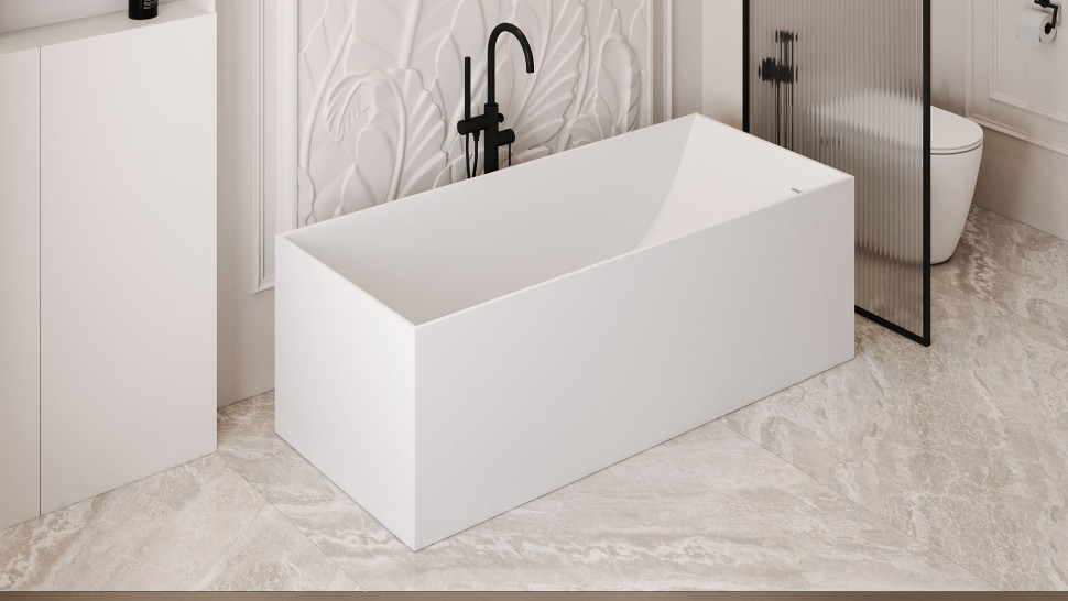 Ванна из искусственного камня ABBER Stein AS9640-1.6 белая матовая