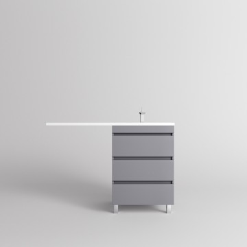 Тумба напольная STYLELINE "Даллас ЛЕОН 120" (3 ящ.) Люкс серая, PLUS с раковиной ESTETUS ЛЕОН 1200*549 левый