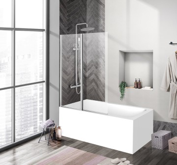 Душевая шторка на ванну BelBagno UNO-V-2-120/150-C-Cr