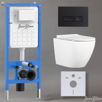 Комплект 3в1 IBERICA BLANCA инсталляция SILENCIO, унитаз BILBAO ALTO белый, кнопка смыва ESTI-R черный матовый (IB001.BLA.231.212)