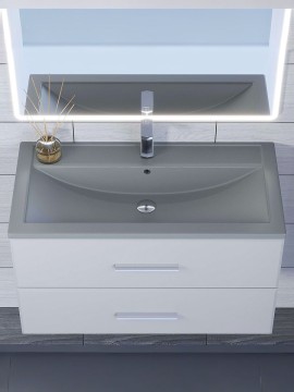 Раковина для ванной кварцевая Uperwood Foster Quartz 80х45,5х17,5 см, серая матовая, бетон