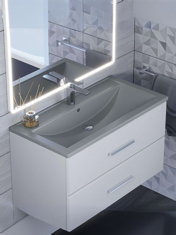 Раковина для ванной кварцевая Uperwood Foster Quartz 80х45,5х17,5 см, серая матовая, бетон