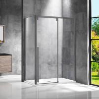 Душевой уголок Lugano VSR-1L9012CLGM-1, 1200*900, вороненая сталь, стекло прозрачное