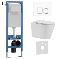 Комплект 3в1 IBERICA BLANCA инсталляция SILENCIO MINI, унитаз BURGOS ALTO белый, кнопка смыва ESTI-Q белый глянцевый (IB.001M.BRA.231.831)