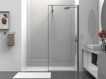 Душевая перегородка Волк-Ин (Walk-In) VSW-1HS900CLGM, 900*2000, вороненая сталь, стекло прозрачное