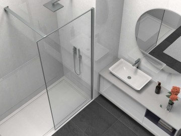 Душевая перегородка Волк-Ин (Walk-In) VSW-1HS900CLGM, 900*2000, вороненая сталь, стекло прозрачное