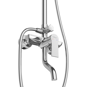 Душевая стойка со смесителем и изливом BelBagno AURORA-VSCM-CRM
