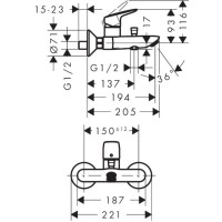 Смеситель Hansgrohe Logis для ванны, настенный, цвет: черный матовый 71400670