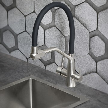 Смеситель д/кухни с гибким изливом и фильтром питьевой воды MELANA UNIQUI MLN-610701