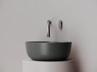 Раковина накладная круглая 356x356x135, цвет темный антрацит матовый