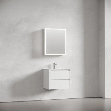 Зеркальный шкаф для ванной комнаты из алюминия SANCOS Evoke 600x700х136 мм, с LED подсветкой, арт. SC8060