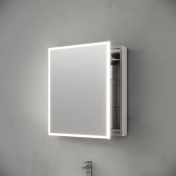 Зеркальный шкаф для ванной комнаты из алюминия SANCOS Evoke 600x700х136 мм, с LED подсветкой, арт. SC8060