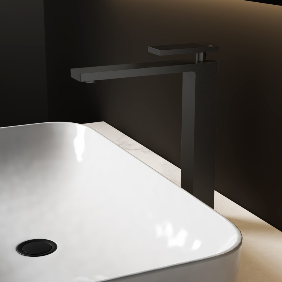 Смеситель для раковины Дайс (Dice) VBF-2DS2MB однорычажный, черный матовый