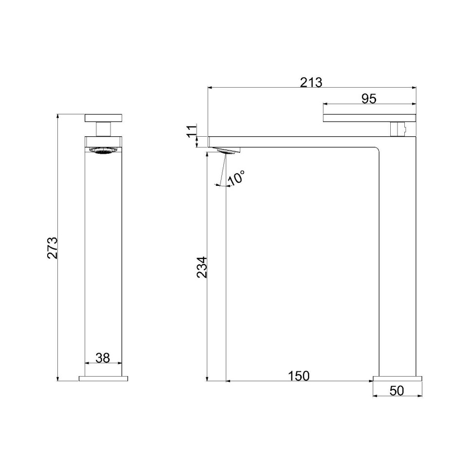 Смеситель для раковины Дайс (Dice) VBF-2DS2MB однорычажный, черный матовый