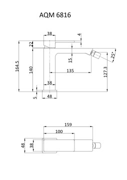 AQM6816BG Savona Смеситель для биде, гладкий, подводка 1/2 ", золото шлифованное