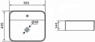 Раковина накладная TIMO INARI TK-505MB (50,5*40,5*14), шт
