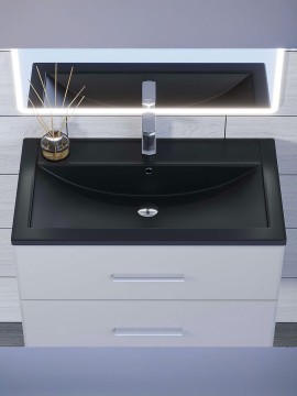 Раковина для ванной кварцевая Uperwood Foster Quartz 80х45,5х17,5 см, черная матовая, уголь