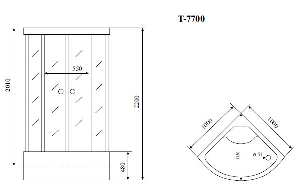 Timo Lux T-7700 душевая кабина 100*100*220, турецкая баня хамам