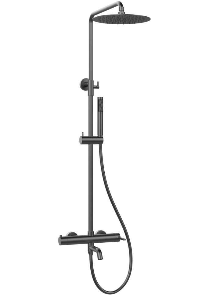 Душевая стойка Villa VSFS-1VL1GM с изливом, 25см верх. душ из нерж. стали, вороненая сталь