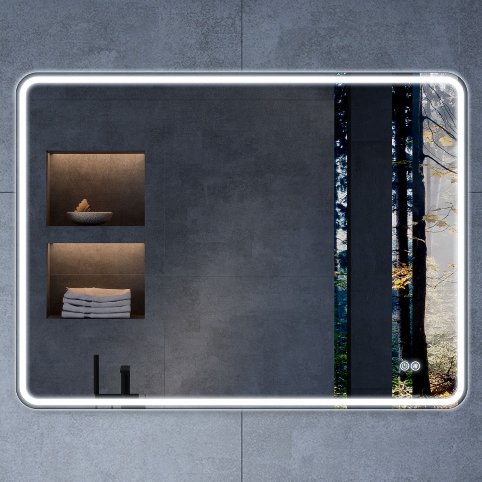 Зеркало LED VLM-3VC9008-2 900х800 c сенсорным выключателем и диммером, антизапотевание