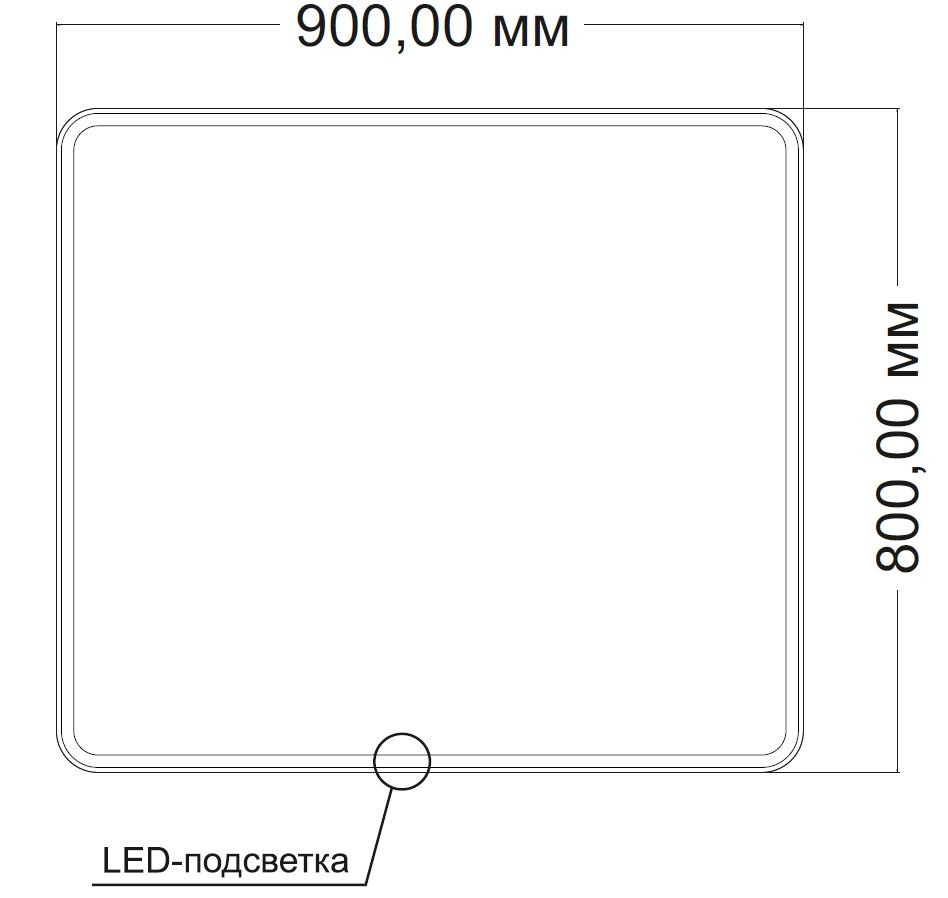 Зеркало LED VLM-3VC9008-2 900х800 c сенсорным выключателем и диммером, антизапотевание