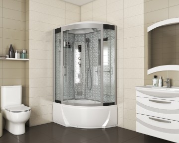 Душевая кабина Niagara Luxe NG-7712WL (80x120х215) высокий поддон(38см),дверь раздвижная,стенки серебро,4 места