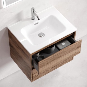 Тумба подвесная SANCOS Libra 590х450х500, c двумя ящиками оснащенными доводчиками, дуб чарльстон, арт. LB60ECH