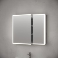 Зеркальный шкаф для ванной комнаты из алюминия SANCOS Evoke 800x700х136 мм с LED подсветкой арт. SC8080