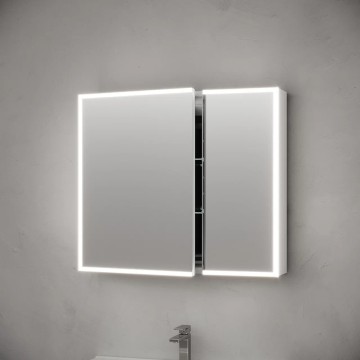 Зеркальный шкаф для ванной комнаты из алюминия SANCOS Evoke 800x700х136 мм с LED подсветкой арт. SC8080