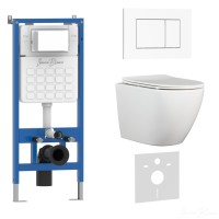 Комплект 3в1 IBERICA BLANCA инсталляция SILENCIO, унитаз BILBAO ALTO белый, кнопка смыва ESTI-S белый глянцевый (IB001.BLA.234.855)