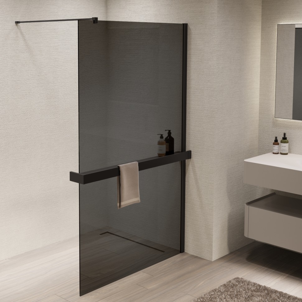 Душевая перегородка Walk-In VSW-1HR900CGB, 900*2000, черный, стекло тонированное