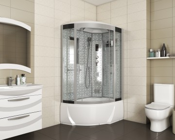 Душевая кабина Niagara Luxe NG-7712WR (80x120х215) высокий поддон(38см),дверь раздвижная,стенки серебро,4 места