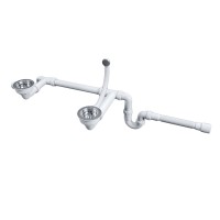 Сифон телескопический двойной с круглым переливом Trust, PM1023-CR, хром, Paulmark