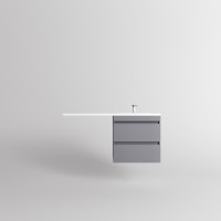 Тумба подвесная STYLE LINE "Даллас ЛЕОН 120", Люкс серая, PLUS с раковиной ESTETUS ЛЕОН 1200*549 правый