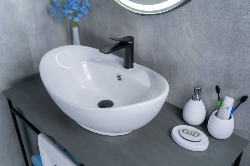 Раковина Gid N9018 51107 накладная белая 59x39x21