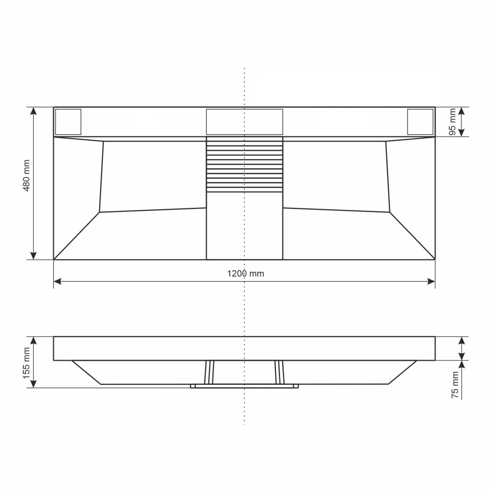 Раковина для ванной двойная Andrea Sozvezdie 120х48х15,5 см, прямоугольная, без отверстия под смеситель