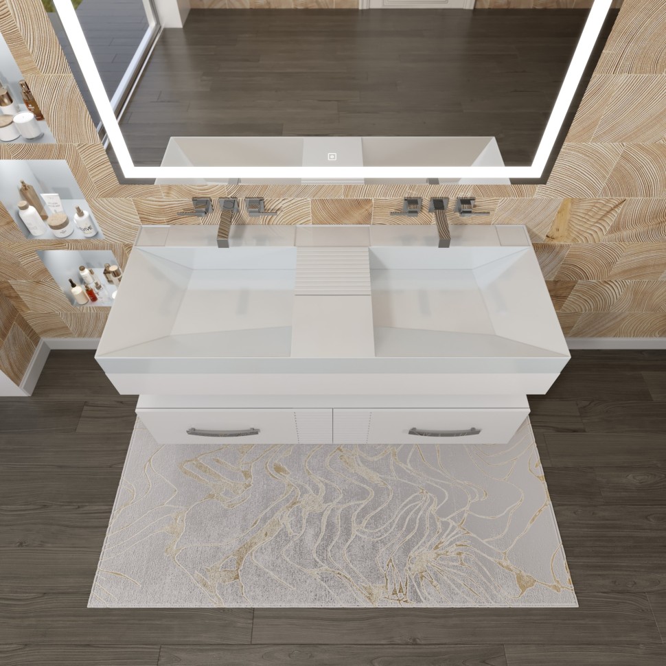 Раковина для ванной двойная Andrea Sozvezdie 120х48х15,5 см, прямоугольная, без отверстия под смеситель