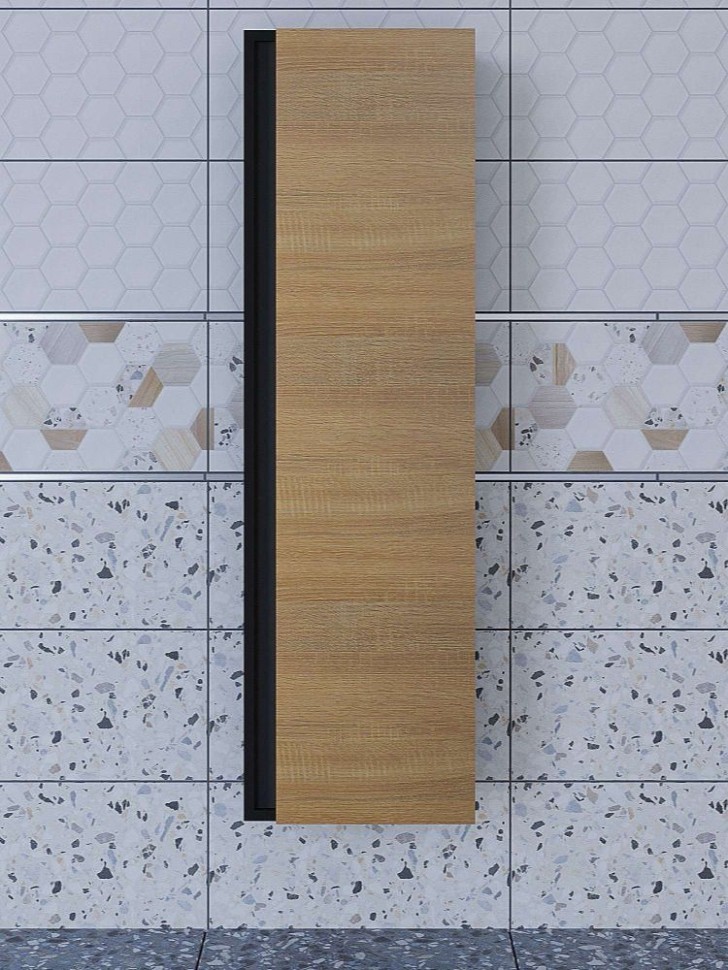 Шкаф-пенал для ванной подвесной Uperwood Barsa 35х28х120 см, черный/дуб сонома