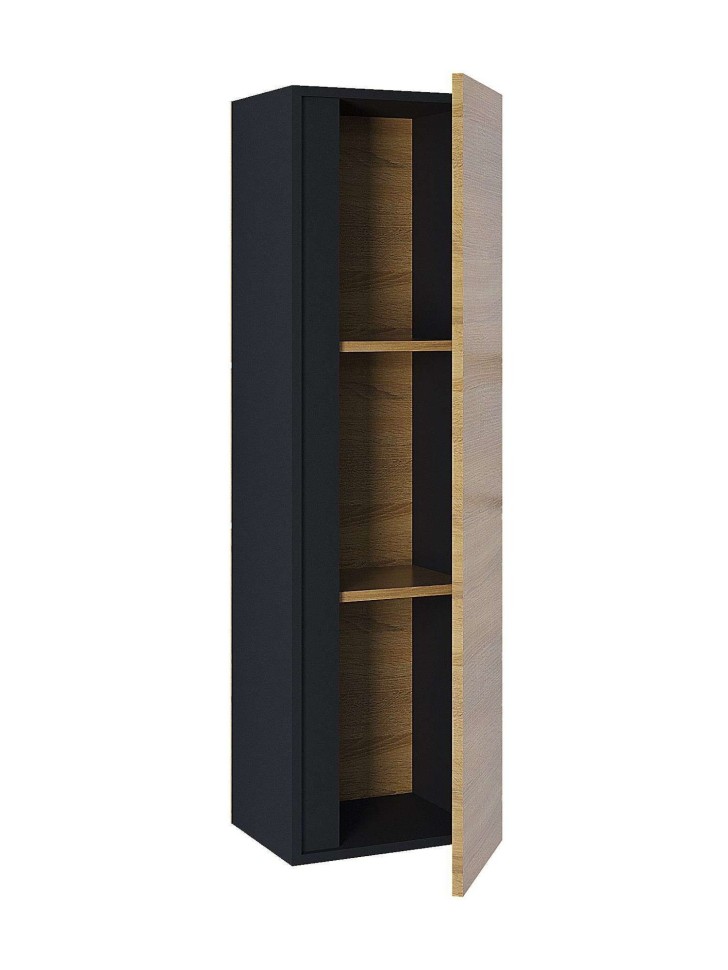 Шкаф-пенал для ванной подвесной Uperwood Barsa 35х28х120 см, черный/дуб сонома
