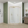 Душевой угол Veconi Ottimo P10 G, 800x800x1900, золото брашинг, стекло прозрачное