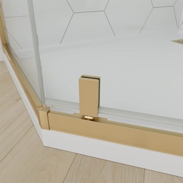 Душевой угол Veconi Ottimo P10 G, 800x800x1900, золото брашинг, стекло прозрачное