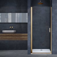 Душевая дверь Alpha VDP-3AL850CLG, брашированное золото, стекло прозрачное