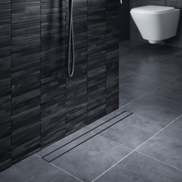 Душевой лоток TIMO Drain System 900 с двусторонней панелью "plate" под плитку, Чёрный